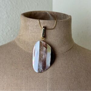 Mother of Pearl Gold Tone Enhancer Pendant Handmade